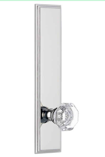 Grandeur Hardware - Hardware Carre' Tall Plate Passage with Chambord Knob in Bright Chrome - CARCHM - 813890