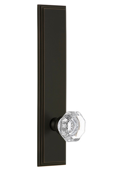 Grandeur Hardware - Hardware Carre' Tall Plate Passage with Chambord Knob in Timeless Bronze - CARCHM - 813895