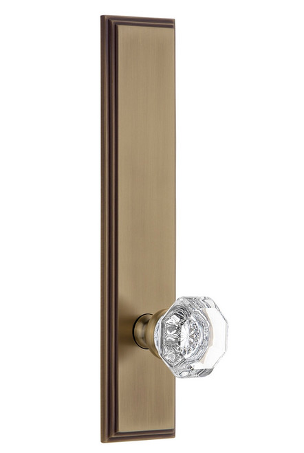 Grandeur Hardware - Hardware Carre' Tall Plate Passage with Chambord Knob in Vintage Brass - CARCHM - 813896
