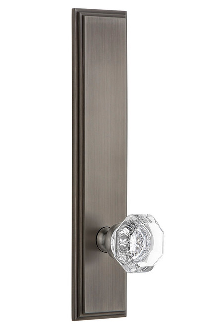 Grandeur Hardware - Hardware Carre' Tall Plate Privacy with Chambord Knob in Antique Pewter - CARCHM - 803743