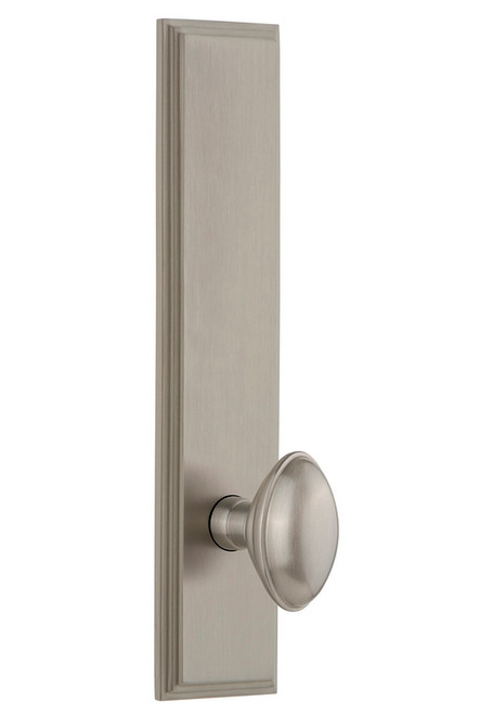 Grandeur Hardware - Hardware Carre' Tall Plate Passage with Eden Prairie Knob in Satin Nickel - CAREDN - 813902