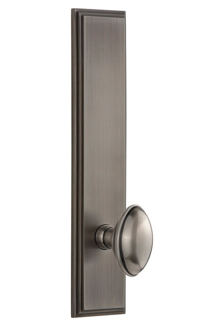 Grandeur Hardware - Hardware Carre' Tall Plate Privacy with Eden Prairie Knob in Antique Pewter - CAREDN - 815343