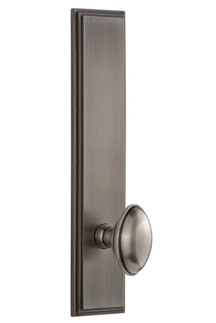Grandeur Hardware - Hardware Carre' Tall Plate Privacy with Eden Prairie Knob in Antique Pewter - CAREDN - 837229