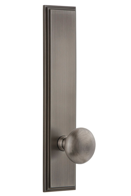 Grandeur Hardware - Hardware Carre' Tall Plate Passage with Fifth Avenue Knob in Antique Pewter - CARFAV - 803331