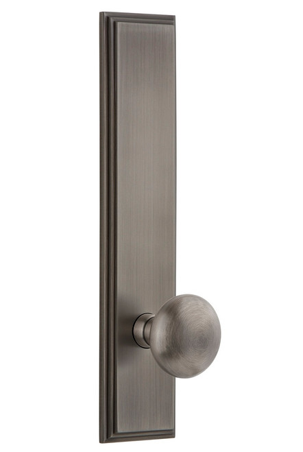 Grandeur Hardware - Hardware Carre' Tall Plate Passage with Fifth Avenue Knob in Antique Pewter - CARFAV - 813905