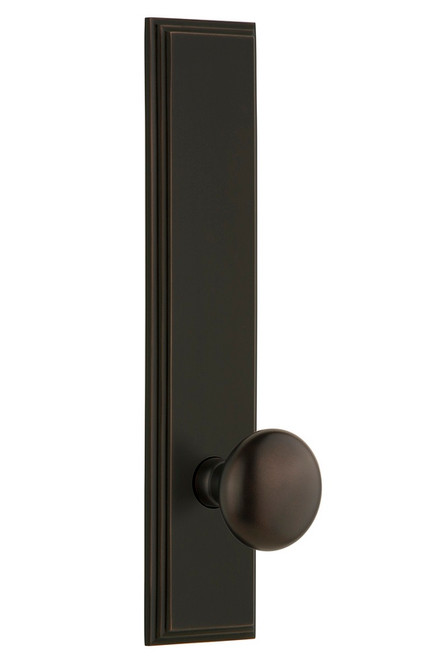 Grandeur Hardware - Hardware Carre' Tall Plate Passage with Fifth Avenue Knob in Timeless Bronze - CARFAV - 803335