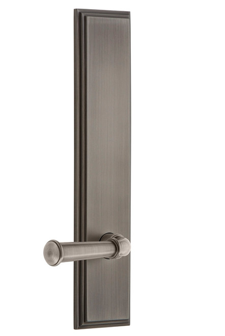 Grandeur Hardware - Hardware Carre' Tall Plate Privacy with Georgetown Lever in Antique Pewter - CARGEO - 837896