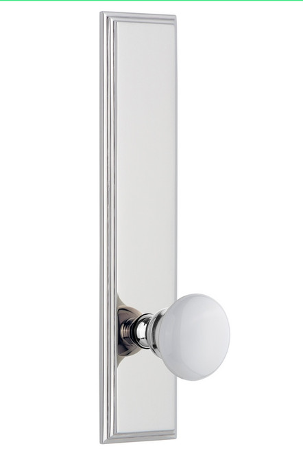 Grandeur Hardware - Hardware Carre' Tall Plate Double Dummy with Hyde Park Knob in Bright Chrome - CARHYD - 803574