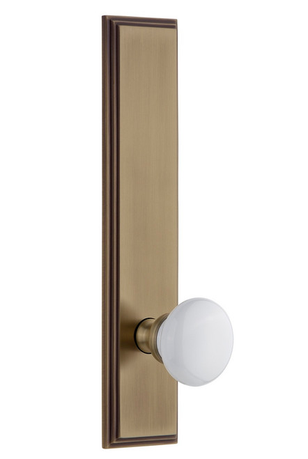 Grandeur Hardware - Hardware Carre' Tall Plate Privacy with Hyde Park Knob in Vintage Brass - CARHYD - 837308