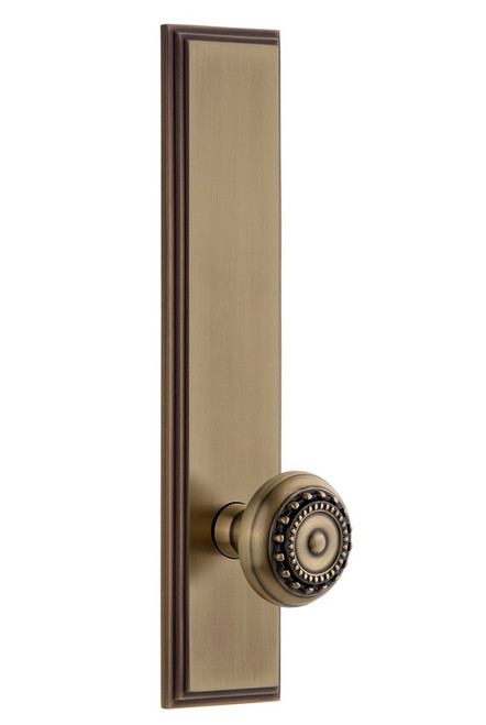 Grandeur Hardware - Hardware Carre' Tall Plate Passage with Parthenon Knob in Vintage Brass - CARPAR - 803365