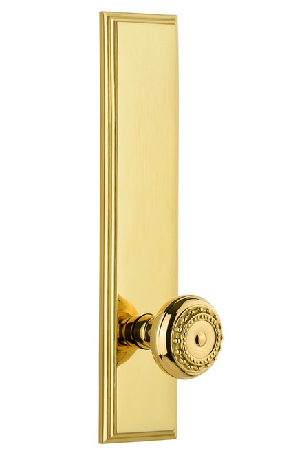 Grandeur Hardware - Hardware Carre' Tall Plate Privacy with Parthenon Knob in Polished Brass - CARPAR - 803737