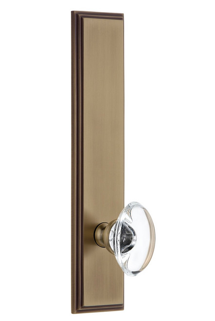 Grandeur Hardware - Hardware Carre' Tall Plate Passage with Provence Knob in Vintage Brass - CARPRO - 803413