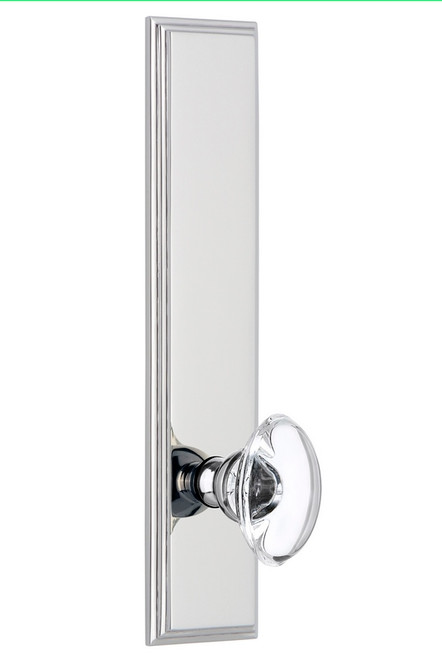 Grandeur Hardware - Hardware Carre' Tall Plate Privacy with Provence Knob in Bright Chrome - CARPRO - 837331