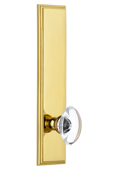 Grandeur Hardware - Hardware Carre' Tall Plate Privacy with Provence Knob in Lifetime Brass - CARPRO - 837333