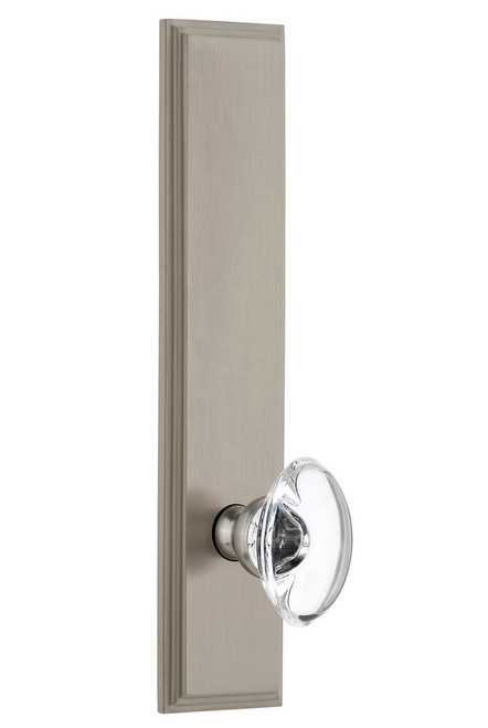 Grandeur Hardware - Hardware Carre' Tall Plate Privacy with Provence Knob in Satin Nickel - CARPRO - 815394