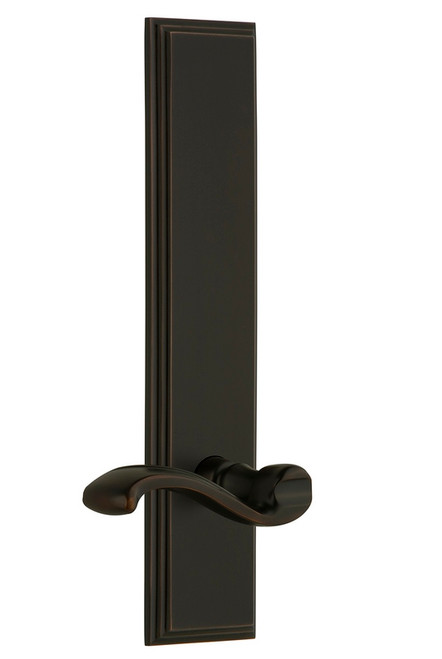 Grandeur Hardware - Hardware Carre' Tall Plate Double Dummy with Portofino Lever in Timeless Bronze - CARPRT - 803561