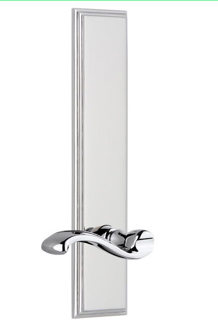 Grandeur Hardware - Hardware Carre' Tall Plate Passage with Portofino Lever in Bright Chrome - CARPRT - 836144