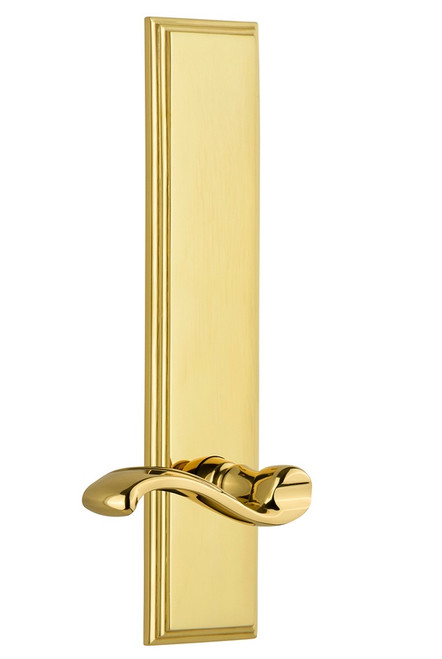 Grandeur Hardware - Hardware Carre' Tall Plate Passage with Portofino Lever in Lifetime Brass - CARPRT - 813953