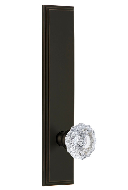 Grandeur Hardware - Hardware Carre' Tall Plate Passage with Versailles Knob in Timeless Bronze - CARVER - 813965