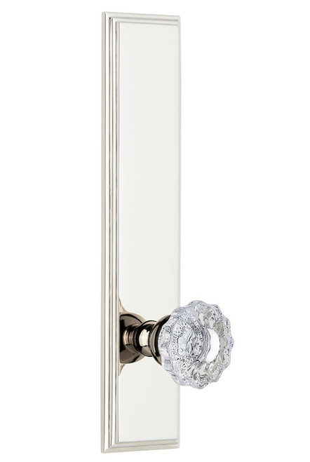 Grandeur Hardware - Hardware Carre' Tall Plate Privacy with Versailles Knob in Polished Nickel - CARVER - 815409