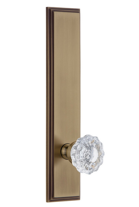 Grandeur Hardware - Hardware Carre' Tall Plate Privacy with Versailles Knob in Vintage Brass - CARVER - 803764