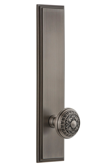 Grandeur Hardware - Hardware Carre' Tall Plate Passage with Windsor Knob in Antique Pewter - CARWIN - 813967