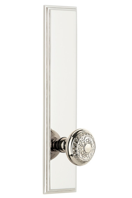 Grandeur Hardware - Hardware Carre' Tall Plate Passage with Windsor Knob in Polished Nickel - CARWIN - 813970