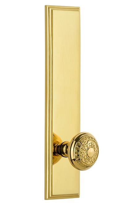 Grandeur Hardware - Hardware Carre' Tall Plate Privacy with Windsor Knob in Polished Brass - CARWIN - 837401