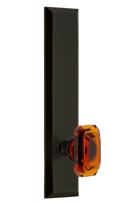 Grandeur Hardware - Hardware Fifth Avenue Tall Plate Privacy with Baguette Amber Knob in Timeless Bronze - FAVBCA - 837436