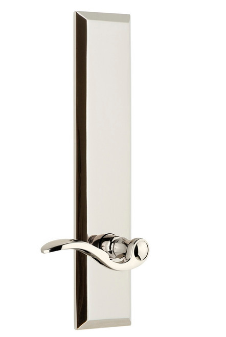 Grandeur Hardware - Hardware Fifth Avenue Tall Plate Passage with Bellagio Lever in Polished Nickel - FAVBEL - 802822