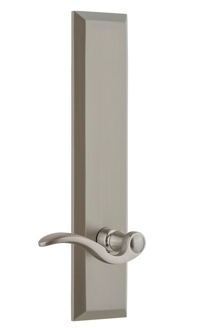 Grandeur Hardware - Hardware Fifth Avenue Tall Plate Passage with Bellagio Lever in Satin Nickel - FAVBEL - 836168