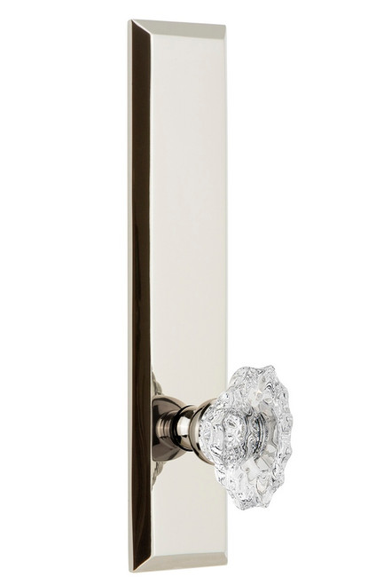 Grandeur Hardware - Hardware Fifth Avenue Tall Plate Double Dummy with Biarritz Knob in Polished Nickel - FAVBIA - 803173