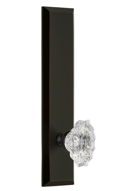 Grandeur Hardware - Hardware Fifth Avenue Tall Plate Privacy with Biarritz Knob in Timeless Bronze - FAVBIA - 815434