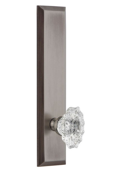 Grandeur Hardware - Hardware Fifth Avenue Tall Plate Dummy with Biarritz Knob in Antique Pewter - FAVBIA - 803049