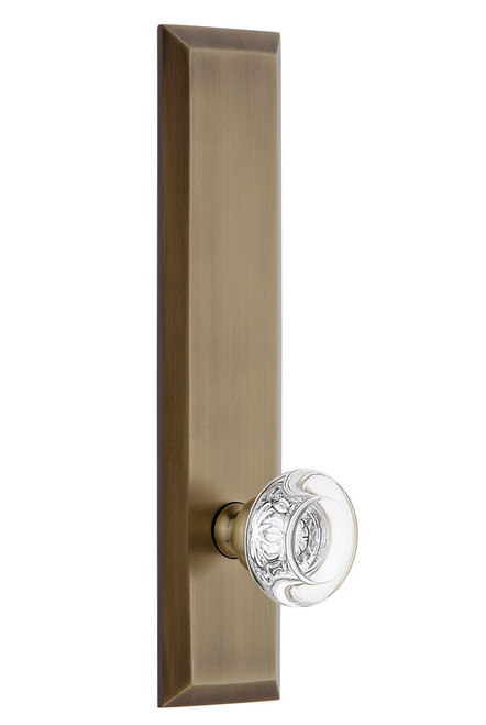 Grandeur Hardware - Hardware Fifth Avenue Tall Plate Double Dummy with Bordeaux Knob in Vintage Brass - FAVBOR - 803147