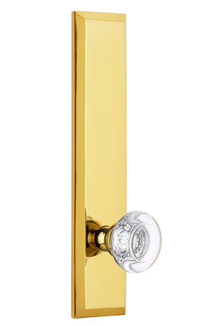 Grandeur Hardware - Hardware Fifth Avenue Tall Plate Passage with Bordeaux Knob in Polished Brass - FAVBOR - 813993