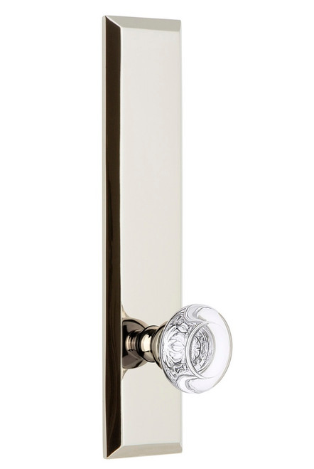 Grandeur Hardware - Hardware Fifth Avenue Tall Plate Passage with Bordeaux Knob in Polished Nickel - FAVBOR - 802899