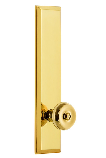 Grandeur Hardware - Hardware Fifth Avenue Tall Plate Passage with Bouton Knob in Lifetime Brass - FAVBOU - 835908