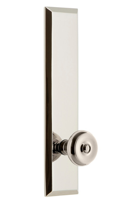 Grandeur Hardware - Hardware Fifth Avenue Tall Plate Passage with Bouton Knob in Polished Nickel - FAVBOU - 835912