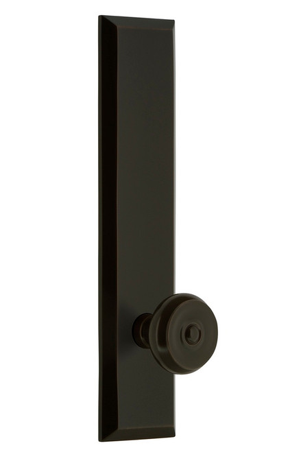 Grandeur Hardware - Hardware Fifth Avenue Tall Plate Passage with Bouton Knob in Timeless Bronze - FAVBOU - 835916