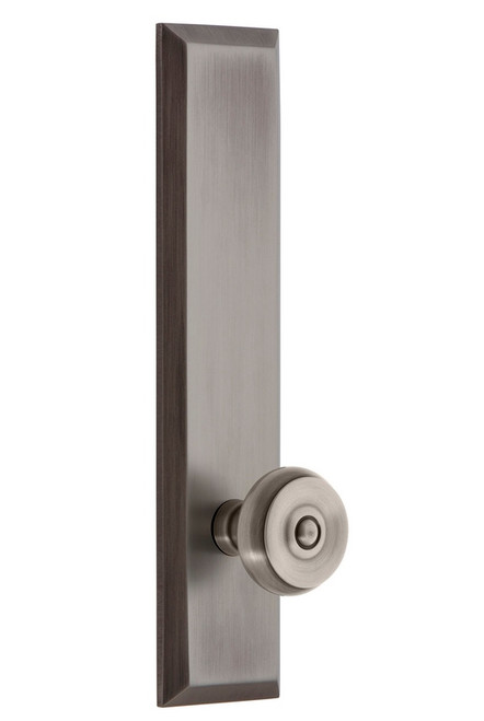 Grandeur Hardware - Hardware Fifth Avenue Tall Plate Privacy with Bouton Knob in Antique Pewter - FAVBOU - 837509