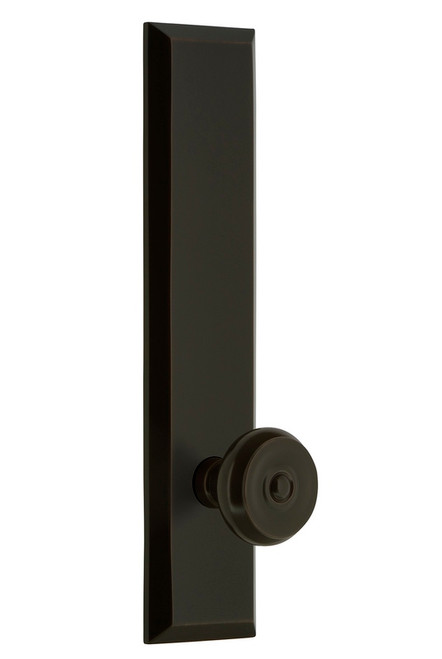 Grandeur Hardware - Hardware Fifth Avenue Tall Plate Privacy with Bouton Knob in Timeless Bronze - FAVBOU - 837533