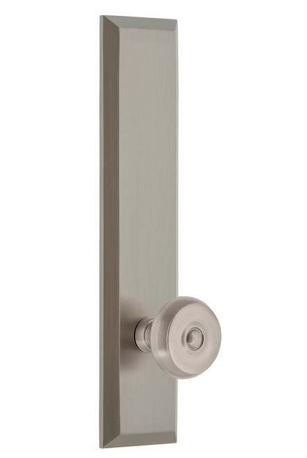 Grandeur Hardware - Hardware Fifth Avenue Tall Plate Dummy with Bouton Knob in Satin Nickel - FAVBOU - 836454