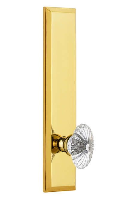 Grandeur Hardware - Hardware Fifth Avenue Tall Plate Passage with Burgundy Knob in Polished Brass - FAVBUR - 802902