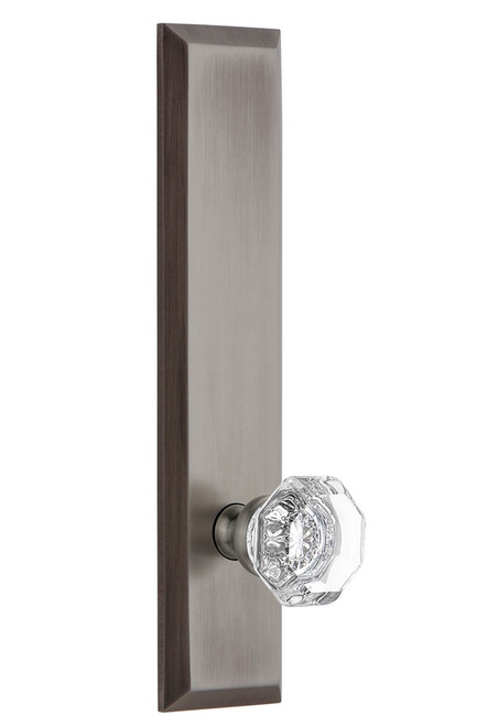 Grandeur Hardware - Hardware Fifth Avenue Tall Plate Privacy with Chambord Knob in Antique Pewter - FAVCHM - 803243