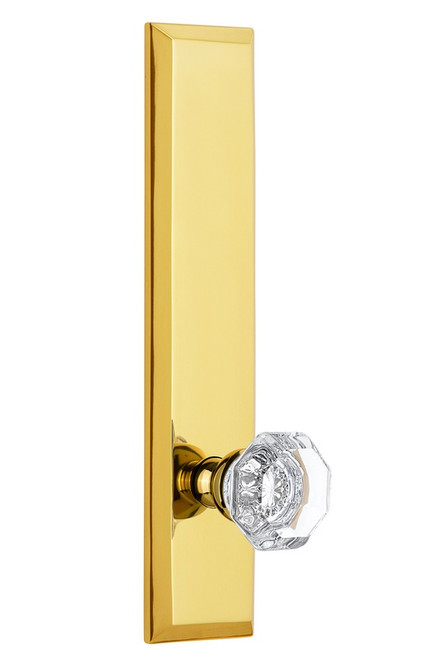 Grandeur Hardware - Hardware Fifth Avenue Tall Plate Privacy with Chambord Knob in Lifetime Brass - FAVCHM - 837558
