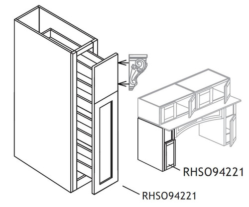 Jarlin Cabinetry - Hearth Hood Cabinet Pull-Out Pier - RHS094221 - Smokey Gray