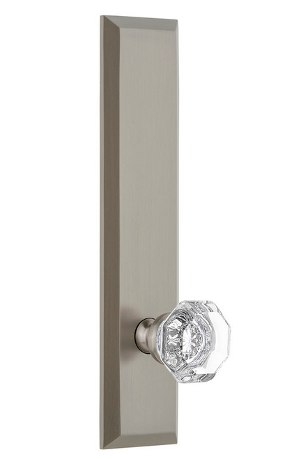 Grandeur Hardware - Hardware Fifth Avenue Tall Plate Dummy with Chambord Knob in Satin Nickel - FAVCHM - 803004