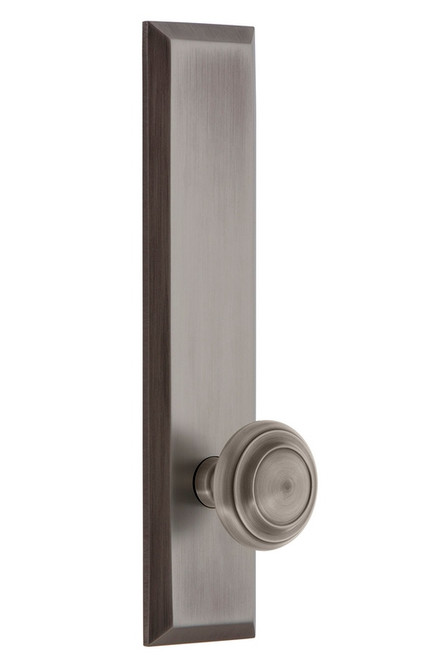 Grandeur Hardware - Hardware Fifth Avenue Tall Plate Passage with Circulaire Knob in Antique Pewter - FAVCIR - 835920