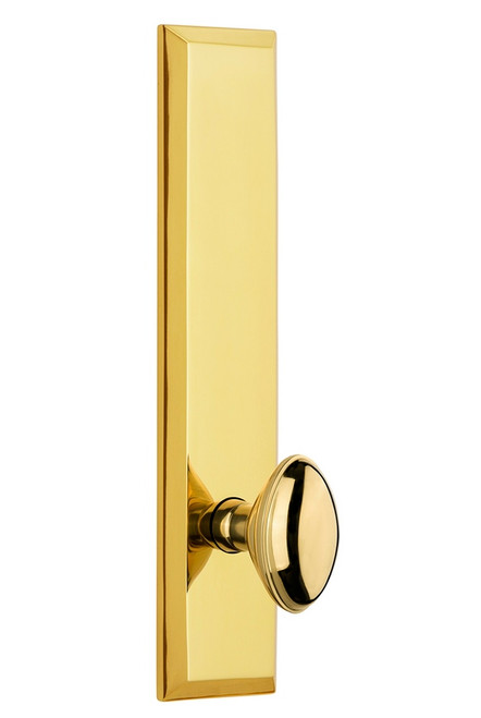 Grandeur Hardware - Hardware Fifth Avenue Tall Plate Privacy with Eden Prairie Knob in Polished Brass - FAVEDN - 803216